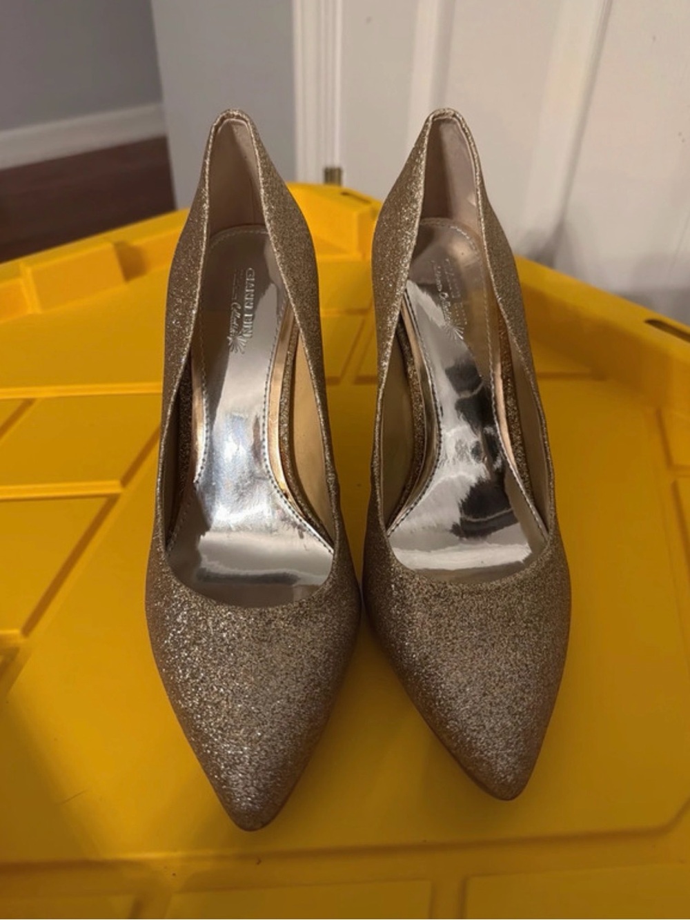 Gianni Bini Gold Glitter Pointed-Toe Pumps